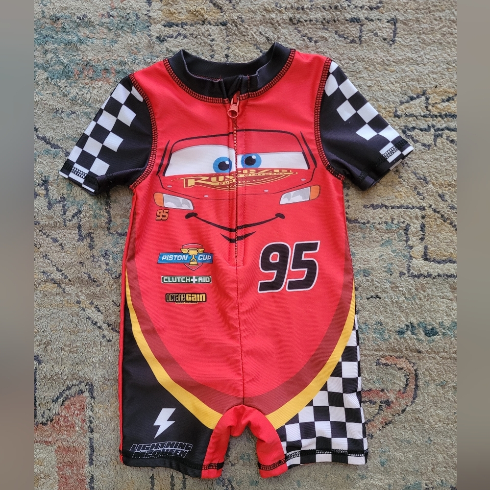12 Months Disney CARS Lightning McQueen Toddler Swim Rashguard Romper